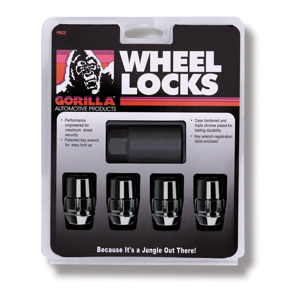 Gorilla Automotive 71621NBC Acorn Black Chrome Wheel Locks (12mm x 1.25 Thread Size) - Pack of 4