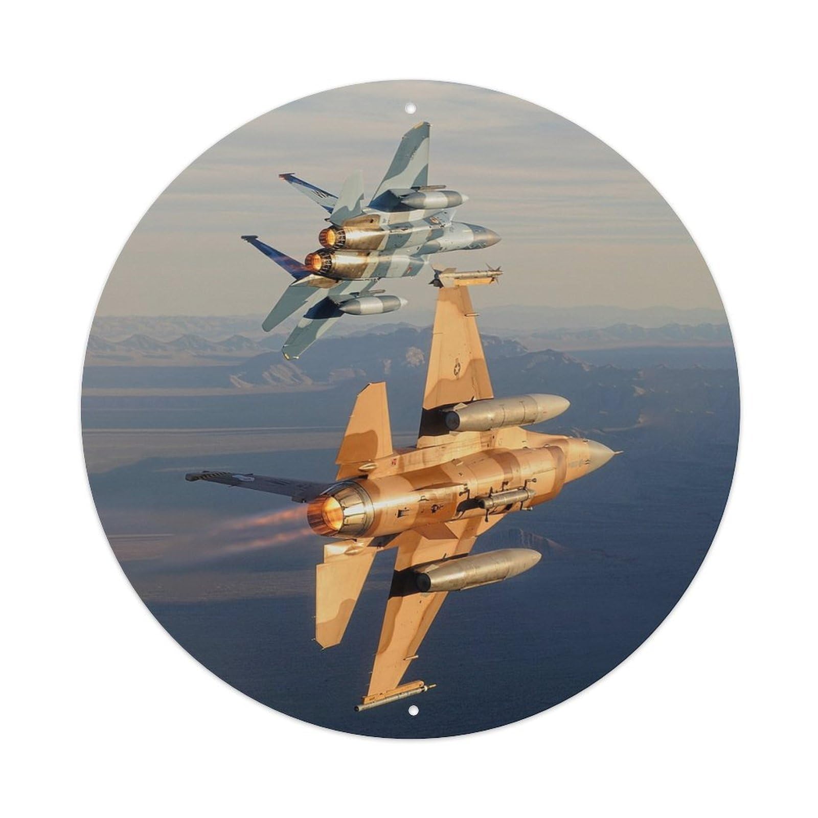 F-15 F-16 Fighter Jet Military Aviation Formation Metal Tin Sign