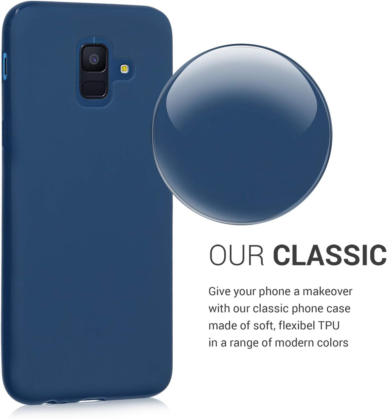kwmobile Case Compatible with Samsung Galaxy A6 (2018) Case - Soft Slim Protective TPU Silicone Cover - Navy Blue