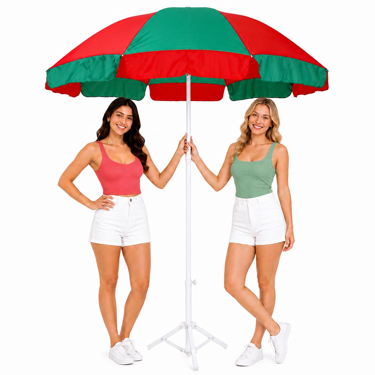 36in/6ft Outdoor Garden Umbrella With Stand Tripod Holder Outdoor Big Size Waterproof Super Cloth Patio Garden Outdoor Umbrella (36, Red-Green)-image-9