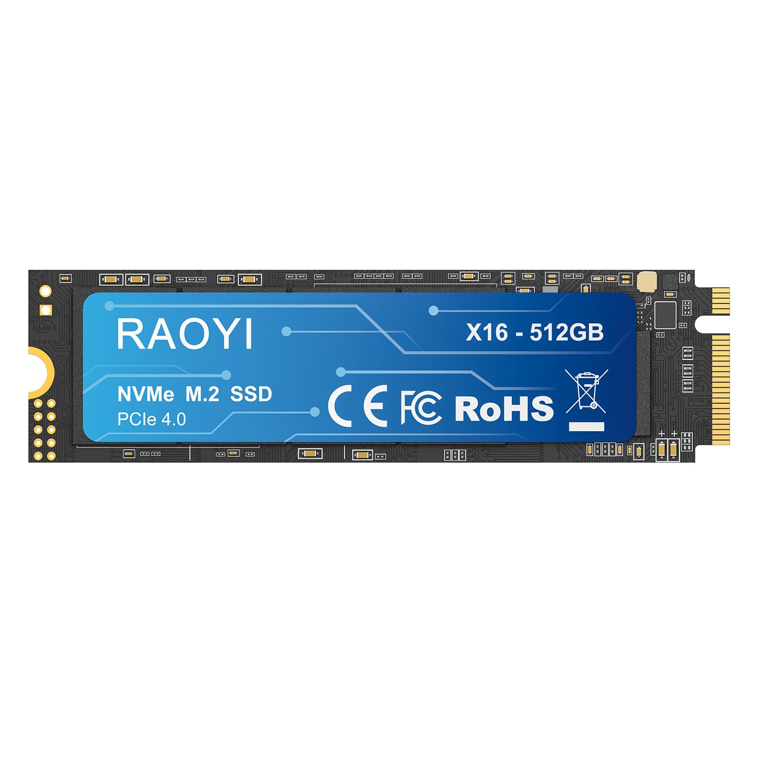 RAOYI Unità a stato solido interna NVMe da 512 GB M.2 2280 PCIe Gen4x4 SSD, fino a 5000 MB/s, configurazione cache SLC, archiviazione ed espansione di memoria per desktop laptop PS5