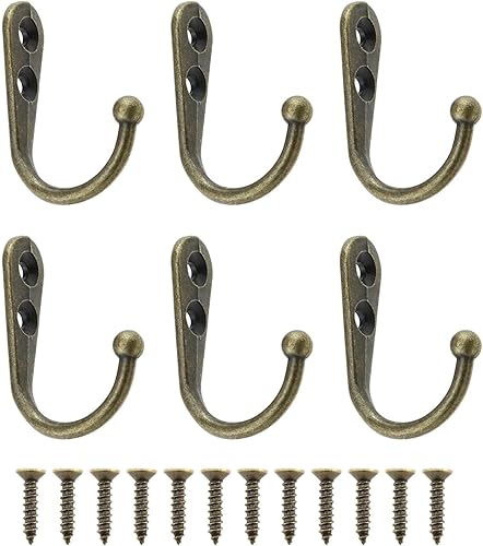 6 ganchos de metal para debajo del estante, para toallas, batas, ropa, ganchos de techo montados con tornillo, ganchos resistentes para colgar