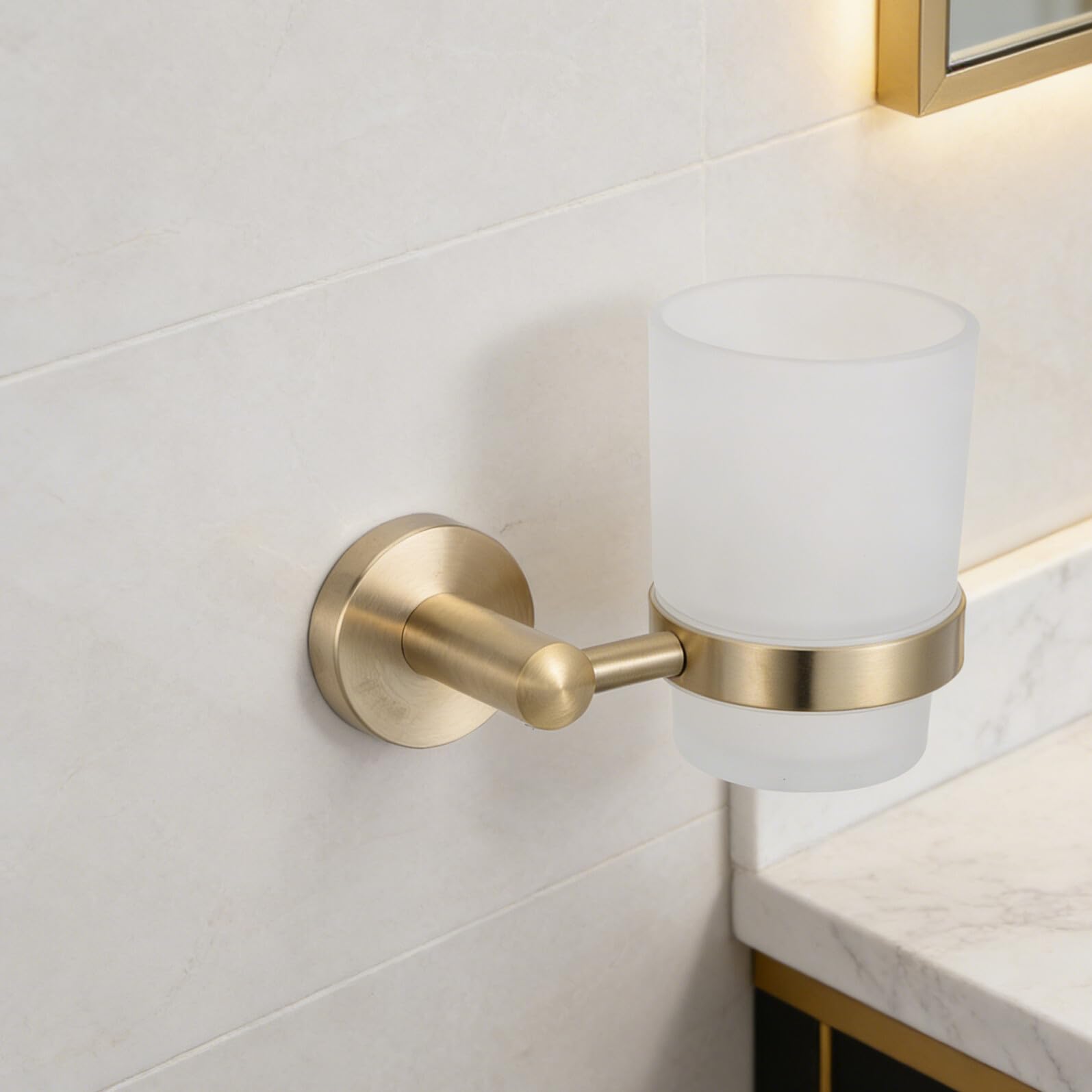 TOYANDONA Cepillo Vaso Dientes para Soporte de Inoxidable de Acero y de Vidrio Esmerilado Montado Diseño Resistente Almacenamiento Multifuncional Pared para Baño y Dormitorio
