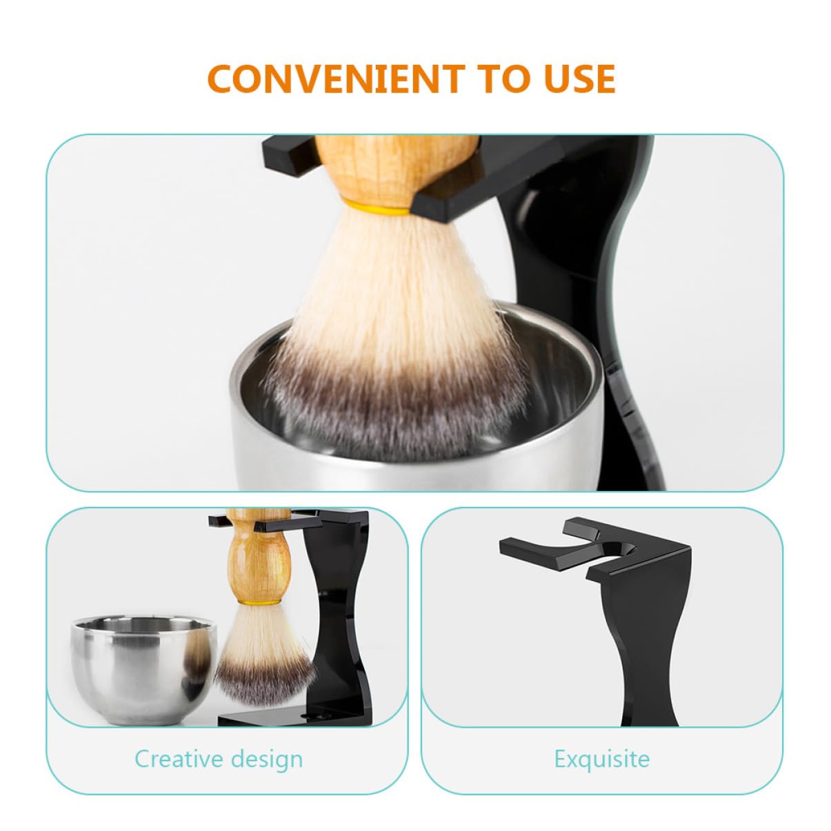 Baluue Shaving Brush Stand Holder 2pcs Shaving Brush Set Beard Brush Razor Organizer