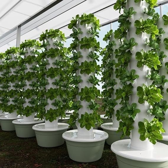 Vertical Hydroponic Grow Tower Aeroponic Tower for Fruits and Vegetables 9Layer 36Pots Planter with Water Tank and Pump