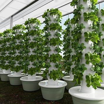 Vertical Hydroponic Grow Tower Aeroponic Tower for Fruits and Vegetables 9Layer 36Pots Planter with Water Tank and Pump