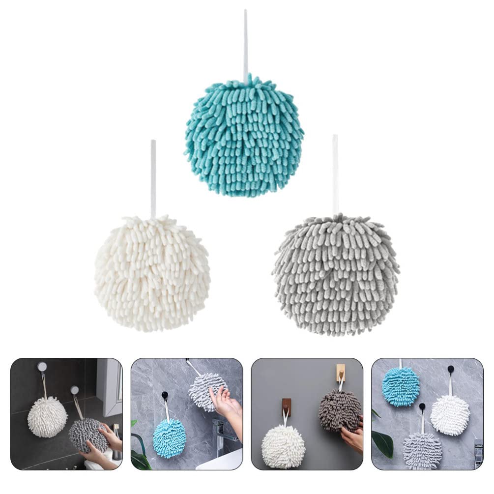 UPKOCH 3pcs Spherical Hand Towel Hanging Absorbent Towel Microfiber Fuzzy Ball Hand Dryer Quick Drying Towel for Kitchen Bathroom Home - Image 3