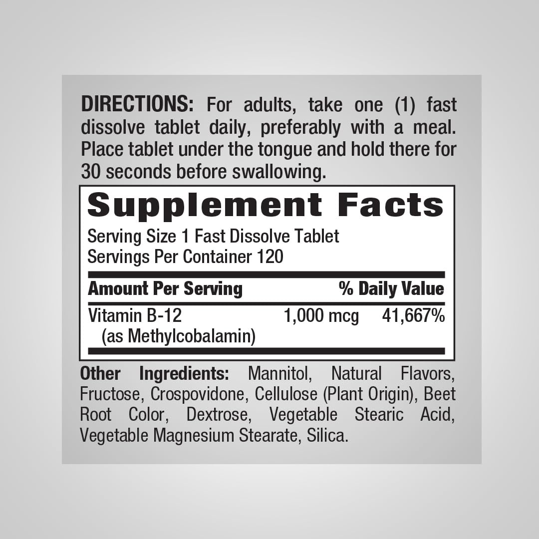 Piping Rock Vitamin B12 1000 mcg Sublingual | 120 Tablets — Amazon image 2