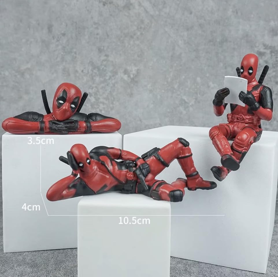 Figuras de anime Dead-pool Q Version – Coleccionables de anime posando para decoración de auto de escritorio, regalos para fanáticos de Dead-Pool (3 piezas Dead-pool A)
