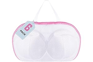 Reusable Bra Laundry Bags For Washing Machine Delicates (6 Pack - Pink XXL)