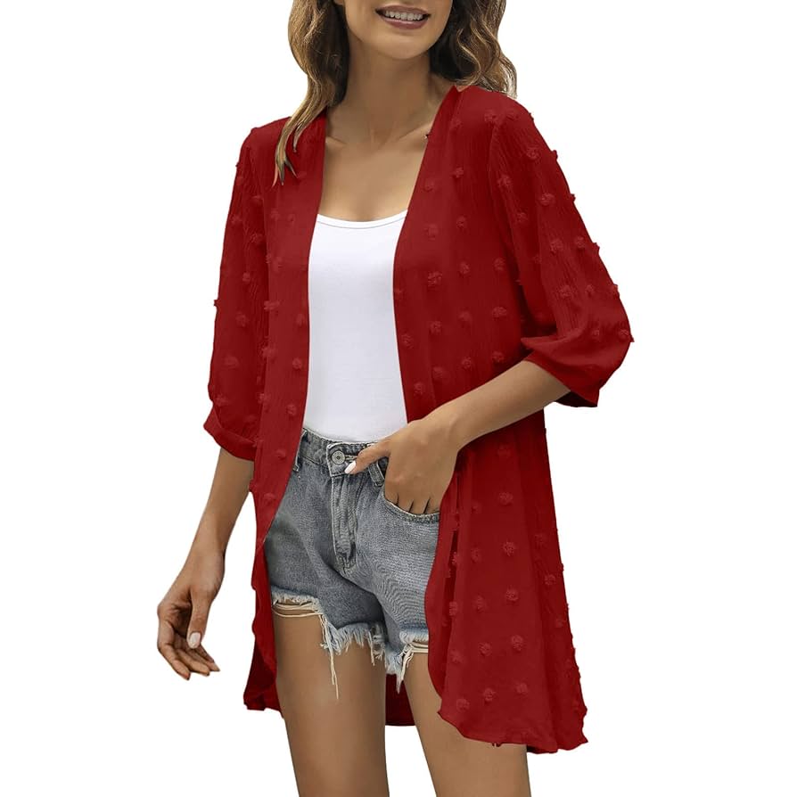 Grandpa Sweaters Women Casual Cardigan Three Quarter Sleeve