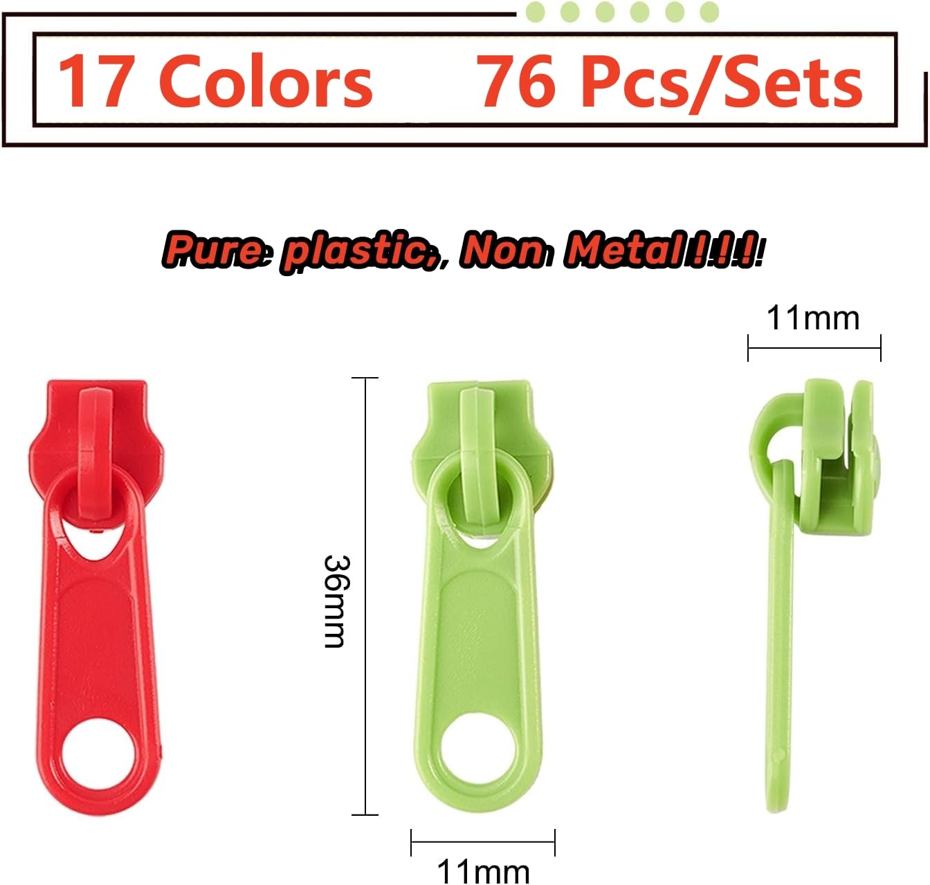 Amazon.co.jp: FINGERINSPIRE 80個 #5 プラスチック ジッパー プル