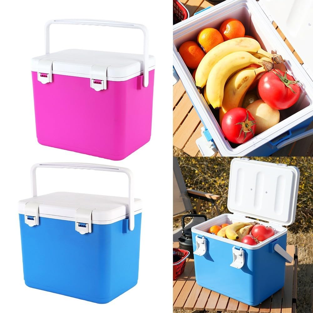 10L Isolierte Kühlbox mit Tragegriff, tragbarer Camping-Picknick-Kühler für Outdoor-Reisen, Aufbewahrung von Lebensmitteln und Getränken, Blau