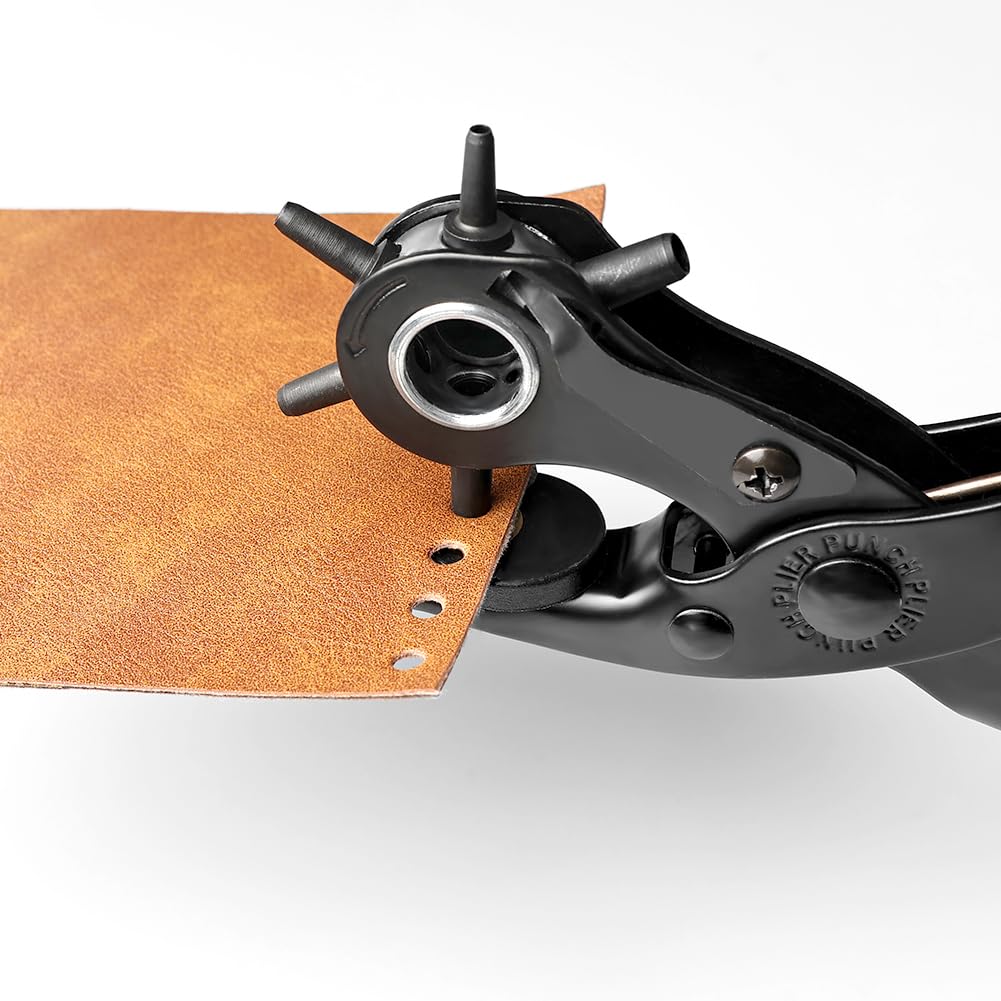 Riem Gat Puncher voor Leer & Lederen Punch Tool voor Riemen Diameter: 4.5/4/3.5/3/2.5/2mm Lederen Gat Puncher voor Leer, Riemen, Horloges, Vinyl, Plastic, Handtassen & Meer Multi Hole Maten Maker Tool