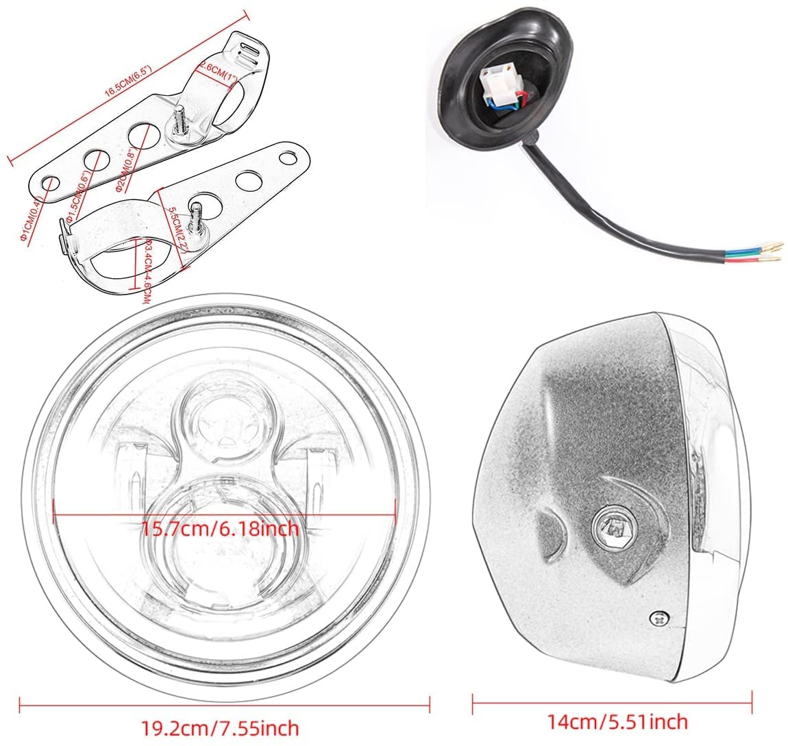 Fari moto da 7,5 pollici Fari anteriori a Led per Cafe Racer Bobber Chopper