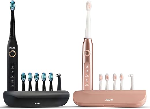 AGARO COSMIC PLUS Sonic Electric Tooth Brush For Adults with 5 Modes, 5 Brush Heads, 1 Interdental Head, Carry Case & Rechargeable with 4 Hours…