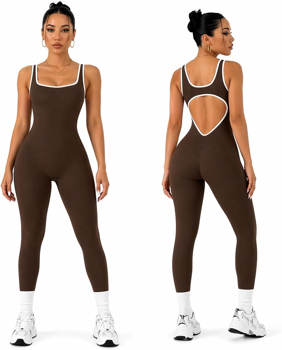 Yoga 1 Piece Bodysuit with a Stylish Open-Back Design, Perfect for Shaping And Lifting Sports Workout Set Jumpsuit