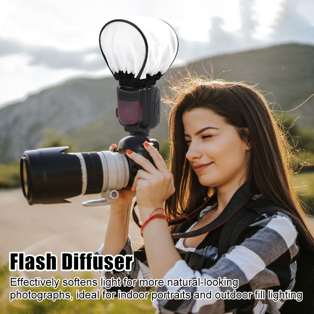 Uniwersalny dyfuzor błyskowy, 2 sztuki w 1, lampa błyskowa, 2 w 1, lampa błyskowa, softbox do lampy błyskowej, srebrny/biały reflektor z gumową taśmą, uniwersalne, do aparatu, studia