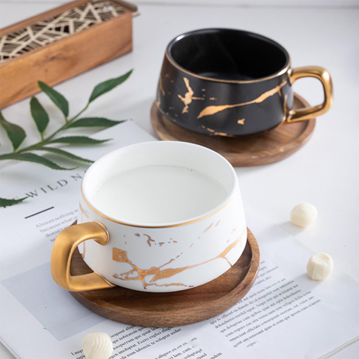 BESTYASH Set da 1 Tazza da Latte e Caffè in Ceramica Resistente All’usura, Tazza Multifunzione Bianca Opaca Design Ergonomico, per Uso Quotidiano e Ufficio