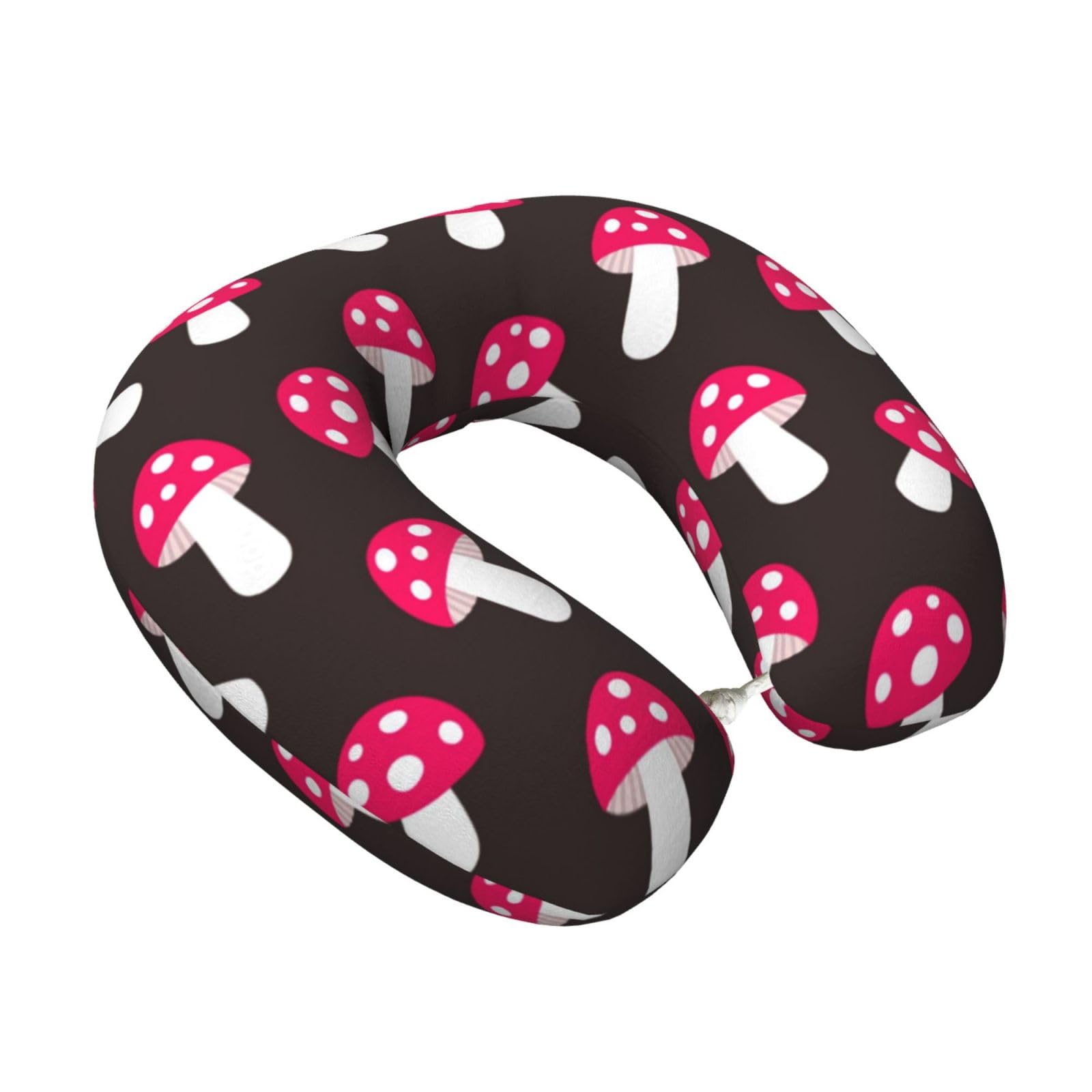 LKYMOH Mushroom Pattern, Travel Neck Pillow U-Shaped Memory Neck Support Soft Comfortable With Washable Cover For Airplane Car Traveling and Office