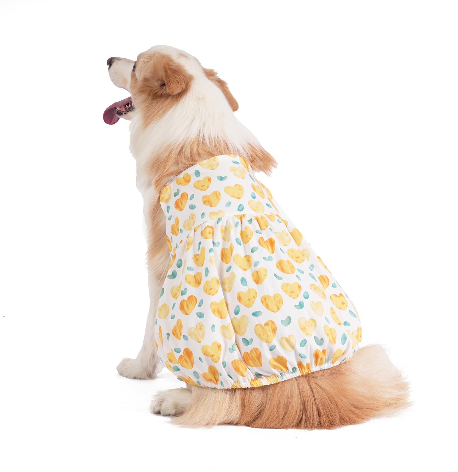 BT Bear Large Dog Dress,Soft Breathable Cotton Pet Princess Skirt Medium Large Dogs Clothes Summer Skirt Yellow Love,4XL - Image 2