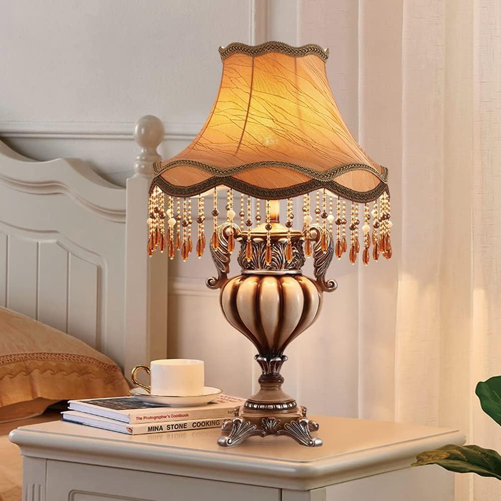 Lampada da Tavolo Continentale, Lavoro, apprendimento, Pre-Lettura, Lampada da scrivania, Decorazione della casa, luci da Tavolo, Paralume in Seta, Interruttore a Pulsante, lampadari
