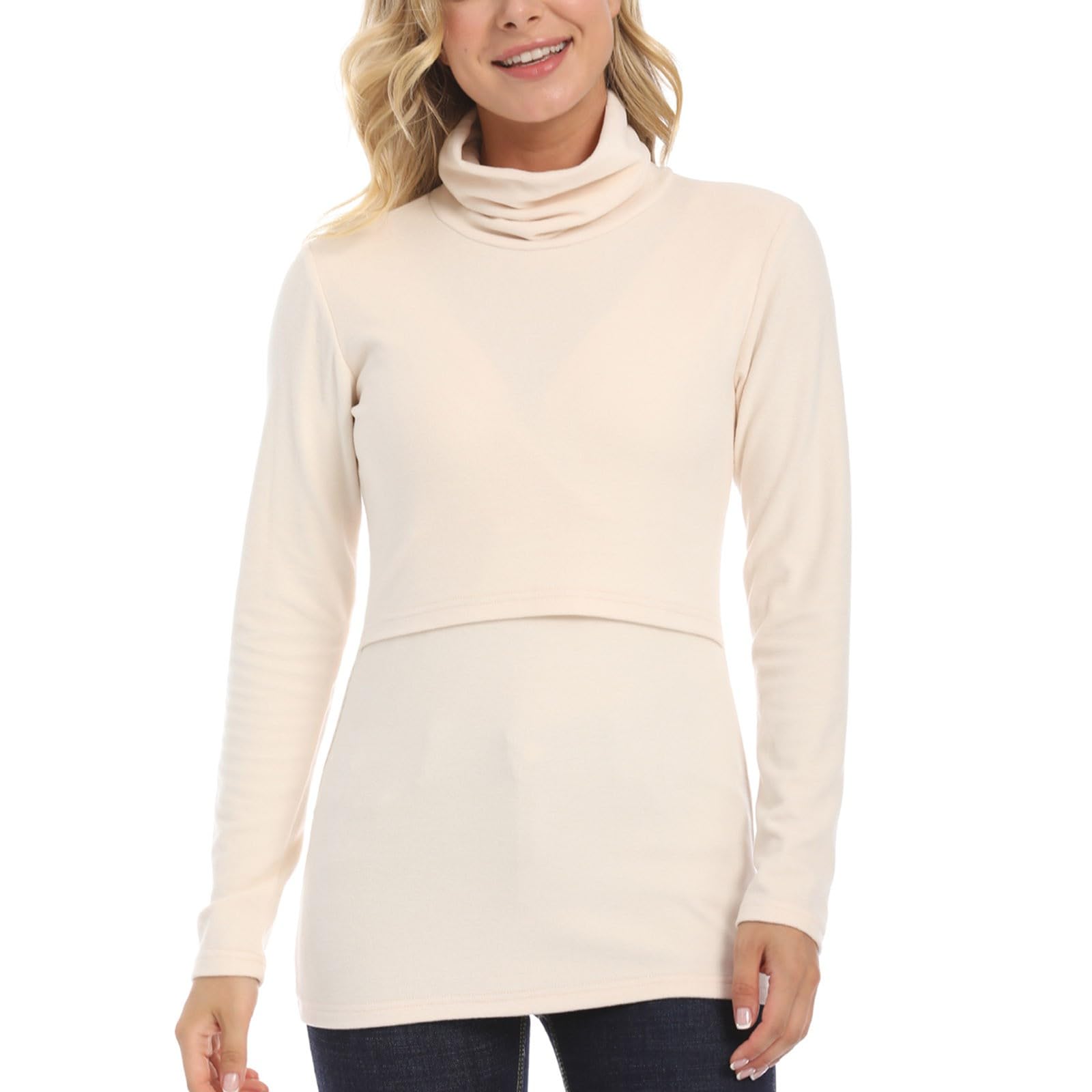 Damen Rollkragen Stilltop Stillpullover Umstandspullover Rollkragenshirt Casual Stillpulli Umstandsshirts Langarm Schwangerschaft Kleidung Tops Umstandsmode Schwangerschaftsshirt Basic Stillshirts