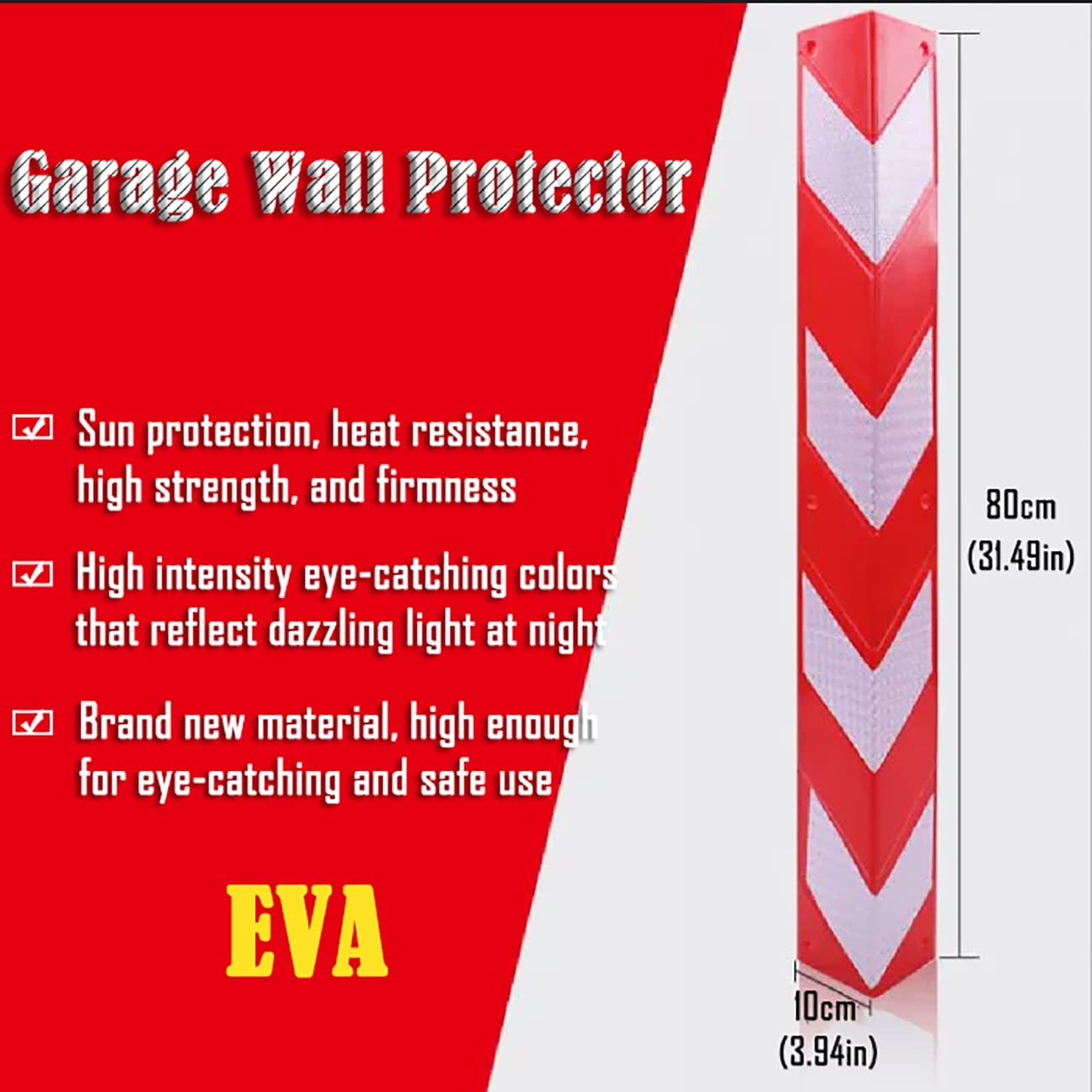 Protector de pared reflectante para garaje, protector de columna de esquina de espuma EVA para estacionamiento, acolchado de pared de protección integral autoadhesivo (color: azul)