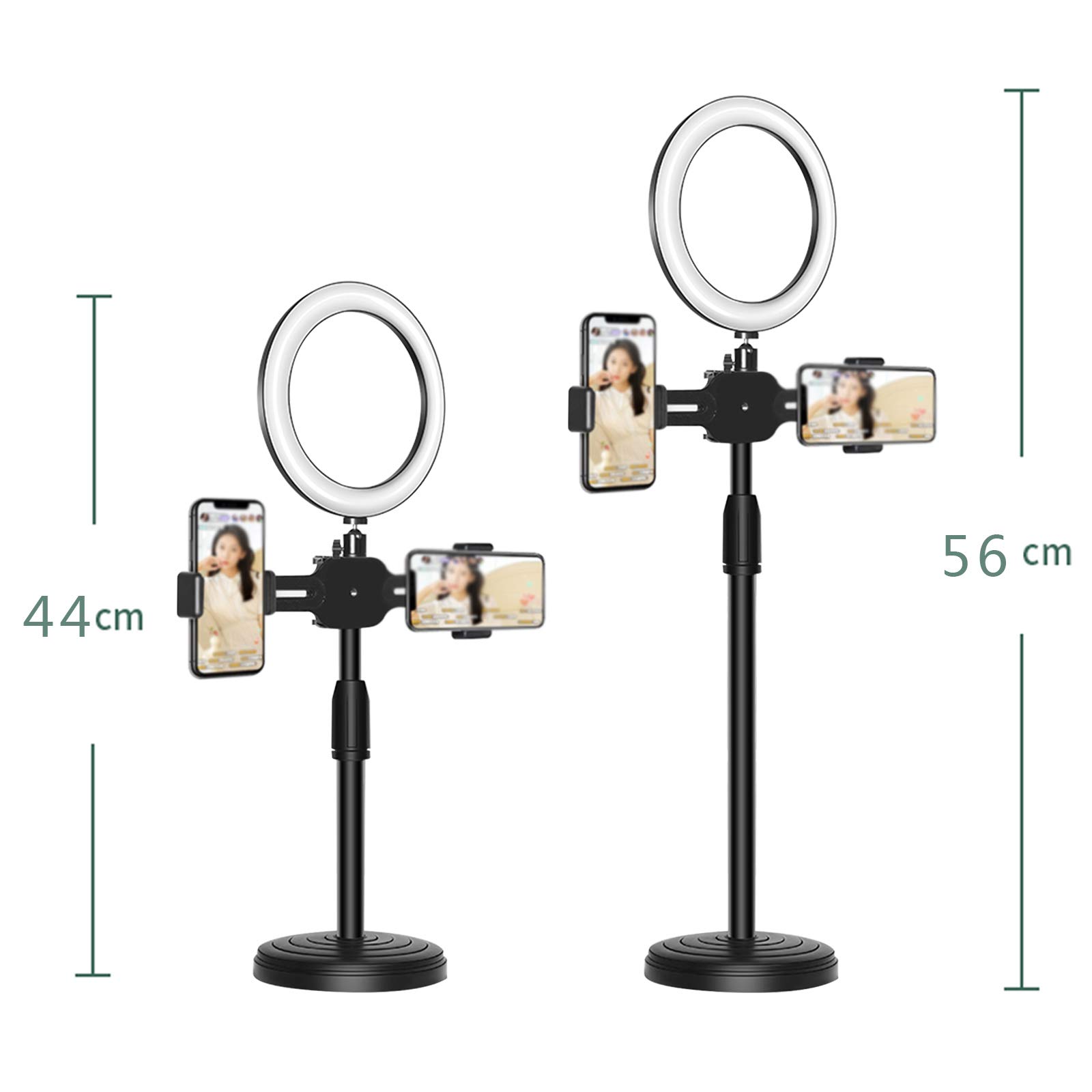 LXLTLB Base Móvil Universal Soporte con Luz de Relleno para Escritorio con Rotación De 360° Adecuado para Transmisión en Vivo por Teléfono Móvil O Tomar Fotos,Ordinary