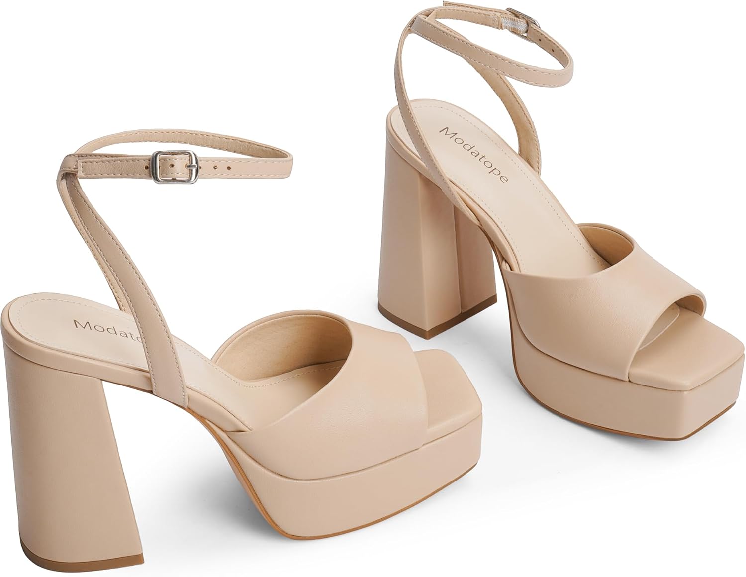 Modatope Platform Heels for Women Platform Sandals Womens Chunky Heel Open Toe Pumps Ankle Strap Womens Wedding Party Pumps Shoes - Image 5