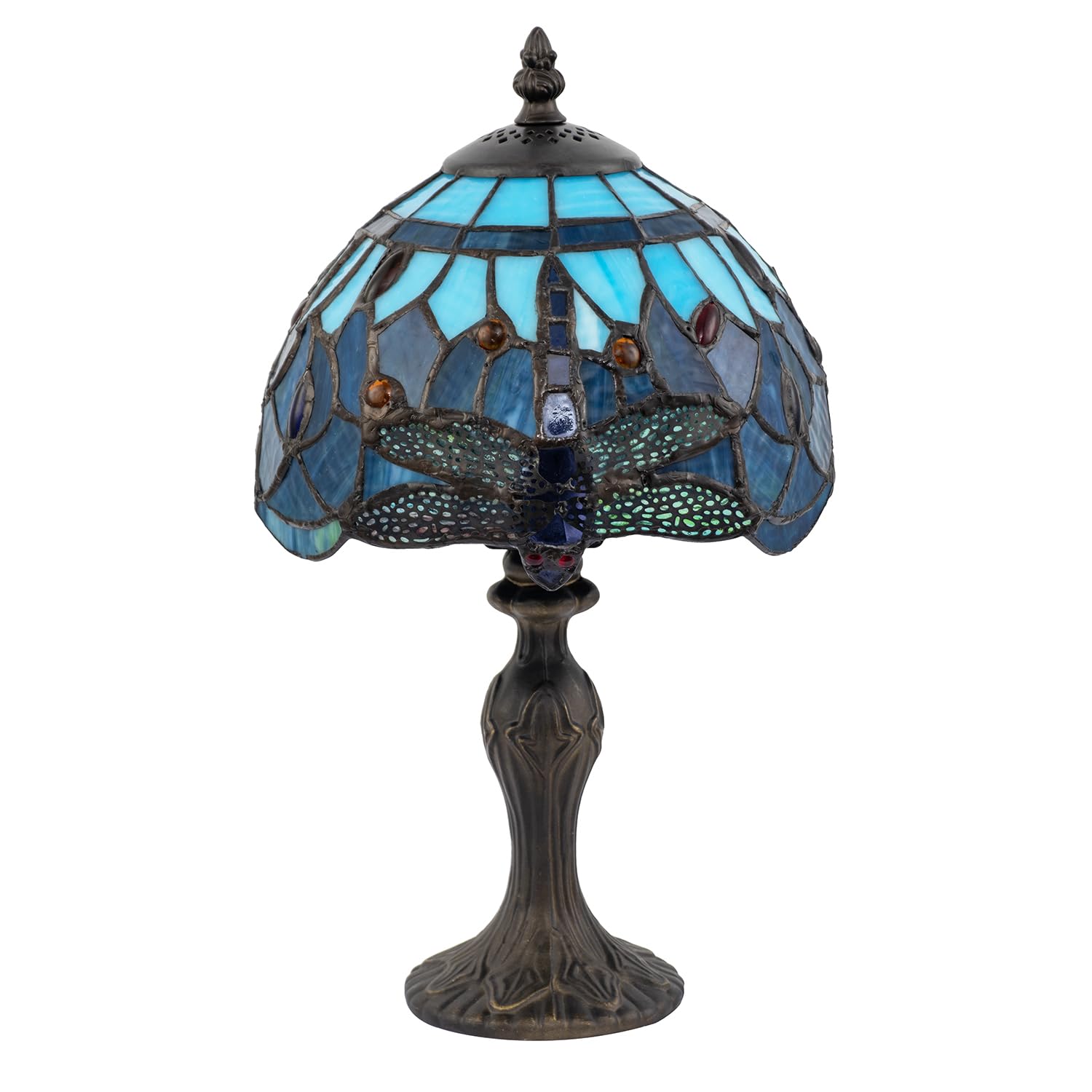Handmade Midnight and Sky Blue Stained Glass Dragonfly Tiffany Lamp by Happy ...