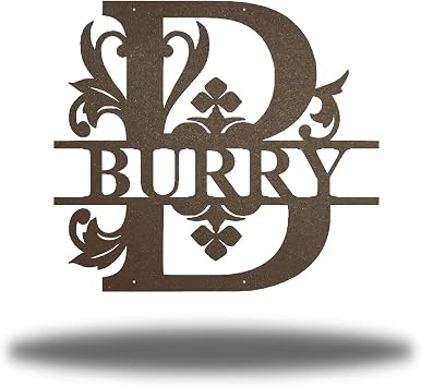 Riverside Designs Floral Split Letter Monogram Metal Wall Art Steel Decor 24", Rust
