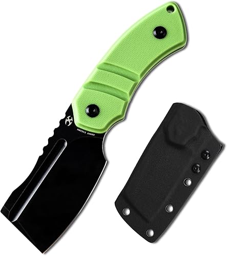 KANSEPT Cuchillos Korvid S Cuchillo de hoja fija con hoja 14C28N de 2.9 pulgadas, mango verde hierba G10, funda Kydex para llevar todos los días