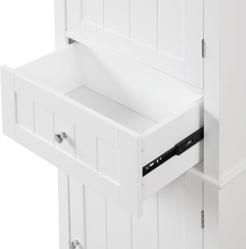 Miniatura 9 de DofFo 67.3" Tall Linen Cabinet, Modern Freestanding with 2 Doors and 1 Drawer, Organizers Storage, Shelves for Bathroom, Living Room, Anti-Tipping