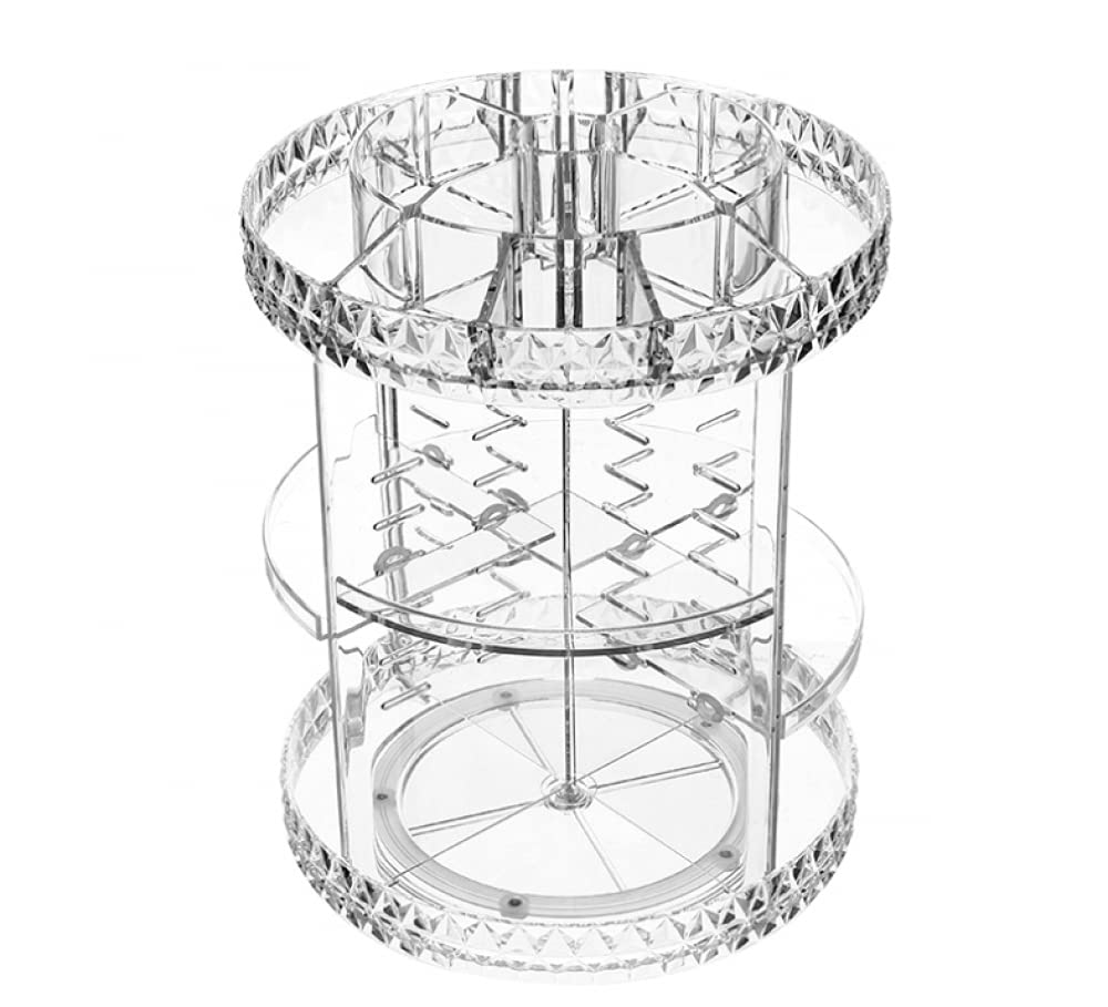 Caja De Almacenamiento De Cosméticos De Cristal Giratorio 360, Organizador De Maquillaje Desmontable Multifunción, Soporte De Exhibición De Perfume Cosmético.-22cmx28cm