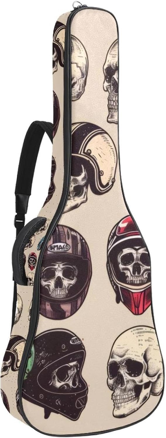 Acoustic Guitar Bag, 40 41 42 Inch Guitar Case Cover Soft Guitar Gig Bag for Acoustic Electric Bass Classical Guitar, Cool skulls