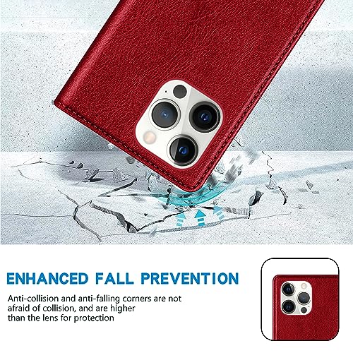 Image of ZZXX for iPhone 13 Pro Max Wallet Case Strong Magnetic 6.7 inch,Red
