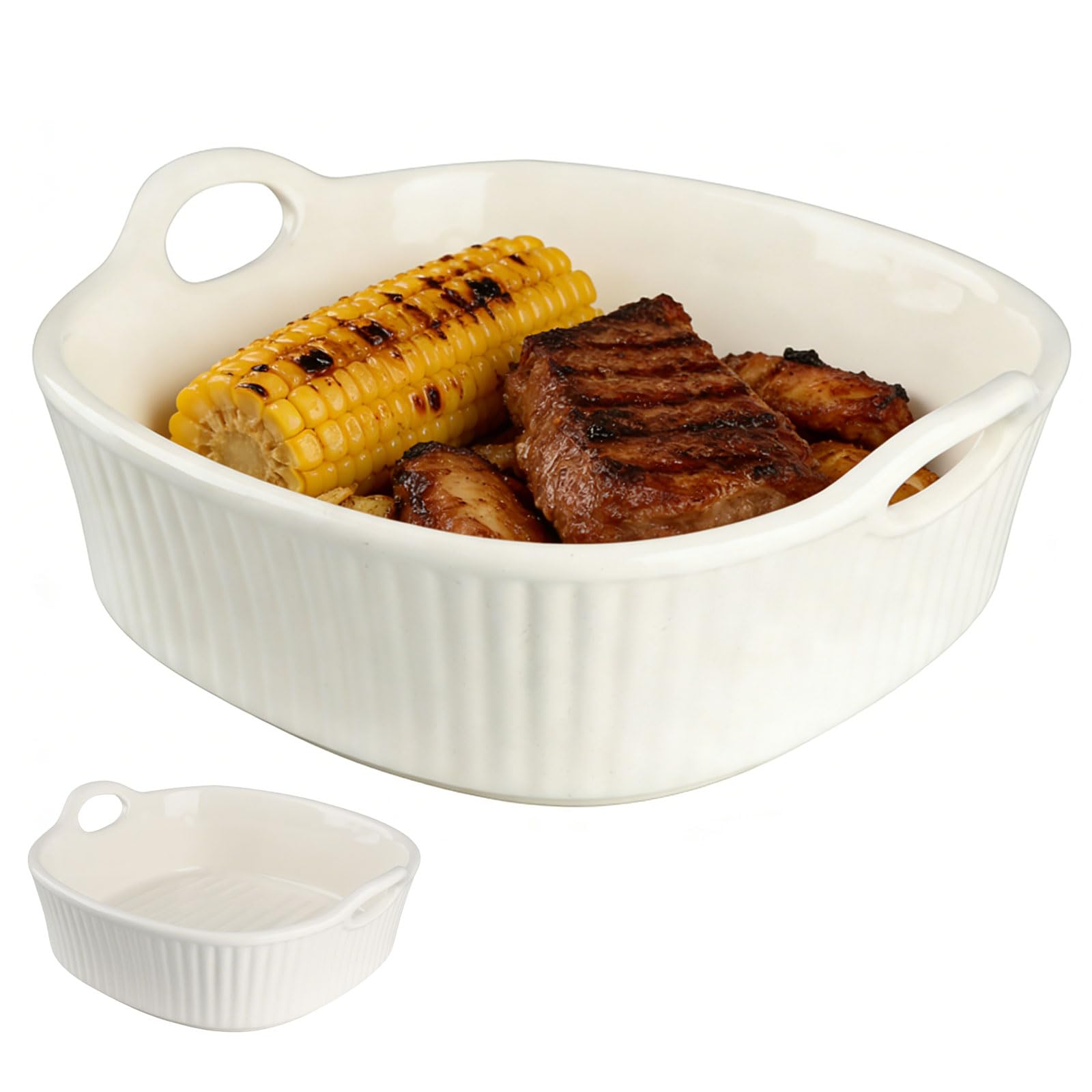WakiHong Au Gratin Baking Dish Oven Dish Ceramic Bakeware with Handles