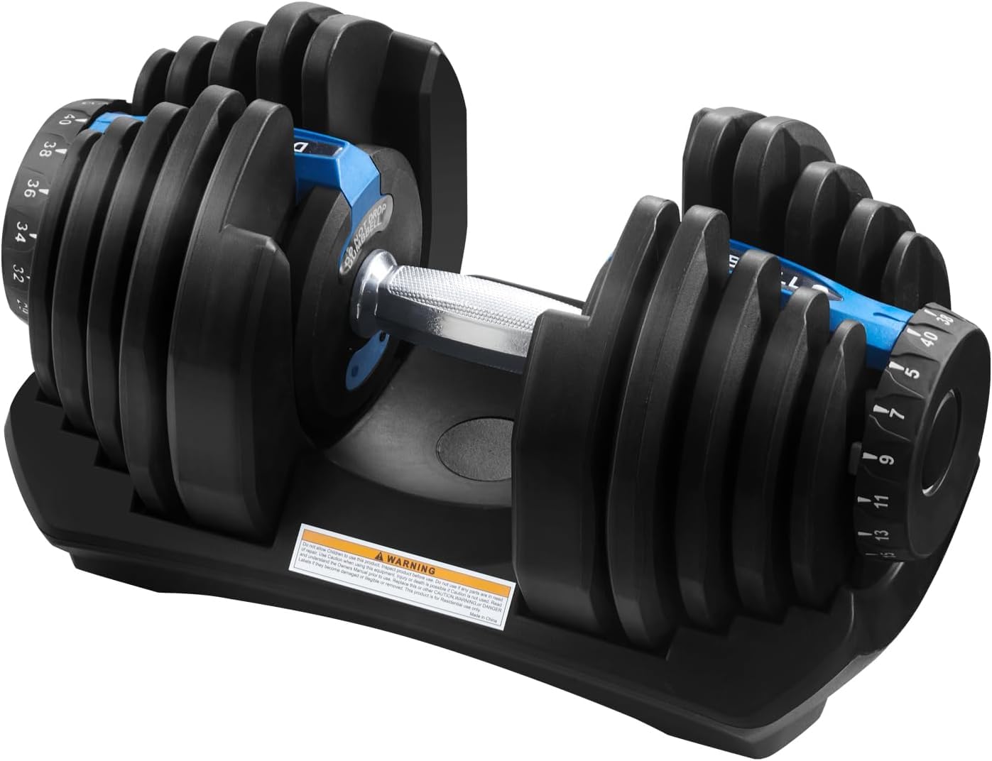 TRIOBLADE 24KG/40KG Adjustable Dumbbells for Saving Place Weights Dumbbells Set 15in1 /17in1 Fast Weight Changes NonSlip Handle Home Gym Strength Training Equipment (40kg B Style 1 Pack Blue) — image 1
