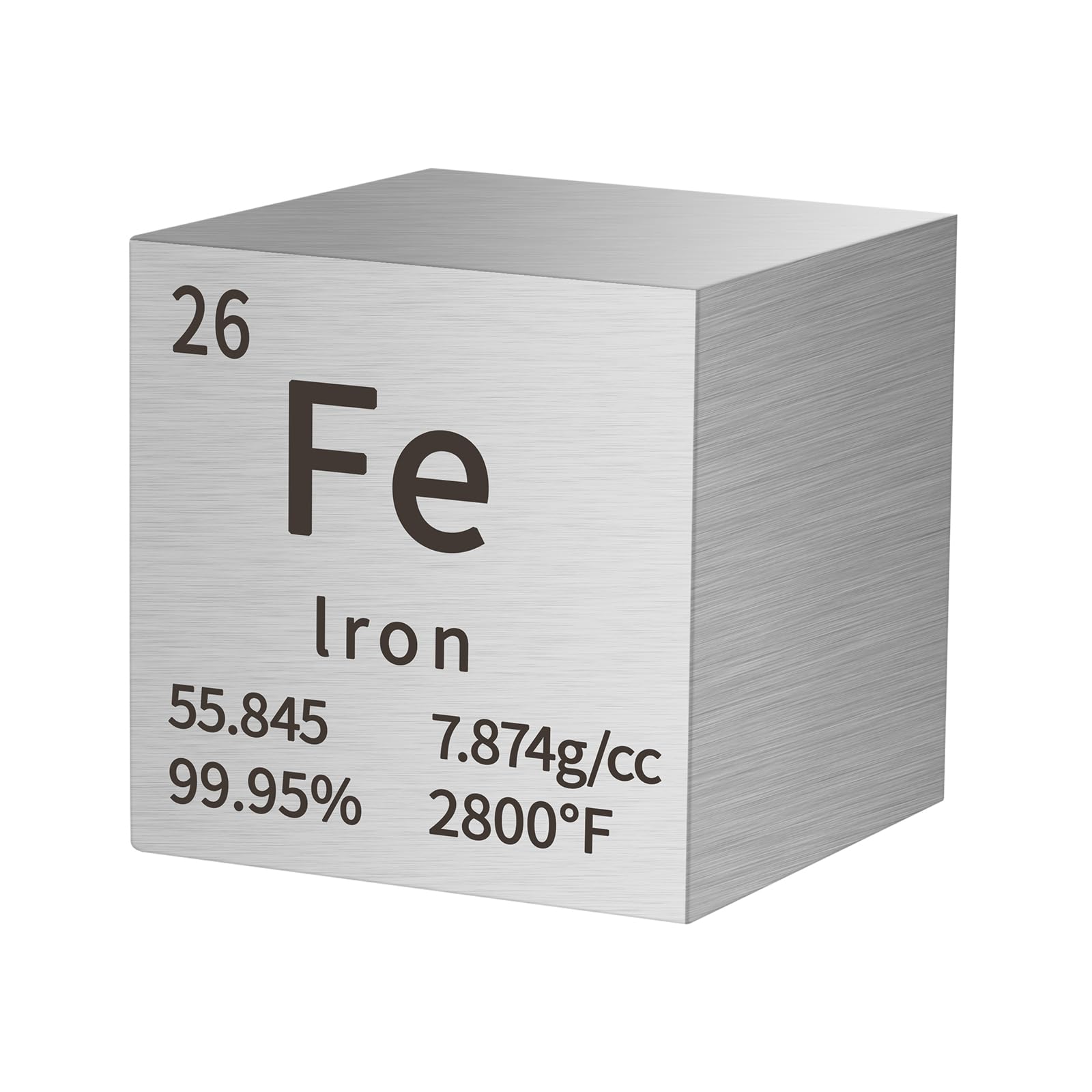 Iron Cube Metal Density Cubes Pure Metal High Density Element Cube for Element Collections Lab Experiment Periodic Table Collection DIY Teacher Science Creative Gift（Iron，1 Inch）