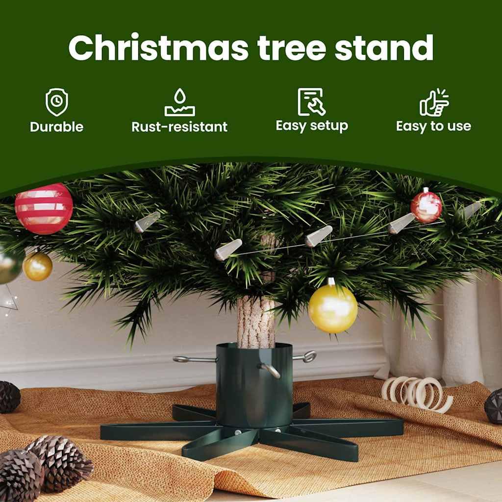 vidaXL Pied de Sapin de Noël 1.73 Vert 50 x 50 x 15,5 cm Acier, Support d'arbre en étoile, Moderne, Durable pour Les fêtes, Design Minimal pour intérieur et extérieur