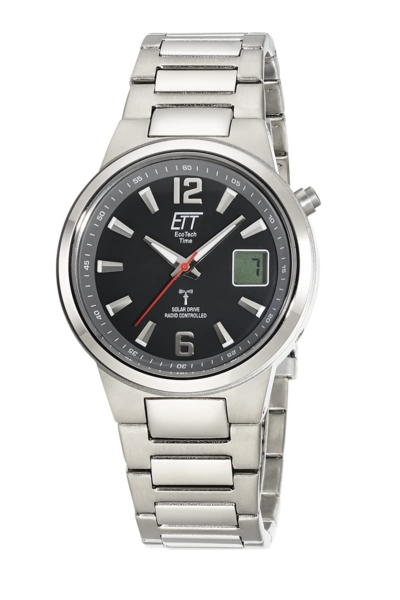 ETT Eco Tech Time Funk Solar Herren Uhr Analog mit digitalem Datum mit Titan Armband EGT-11465-51M