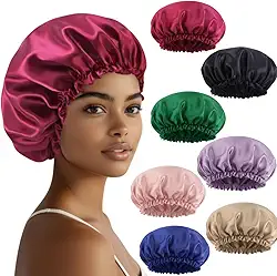 Touca de Cetim, Cores Sortidas, Com Elástico, Proteção Noturna para Cabelos, Anti-Frizz