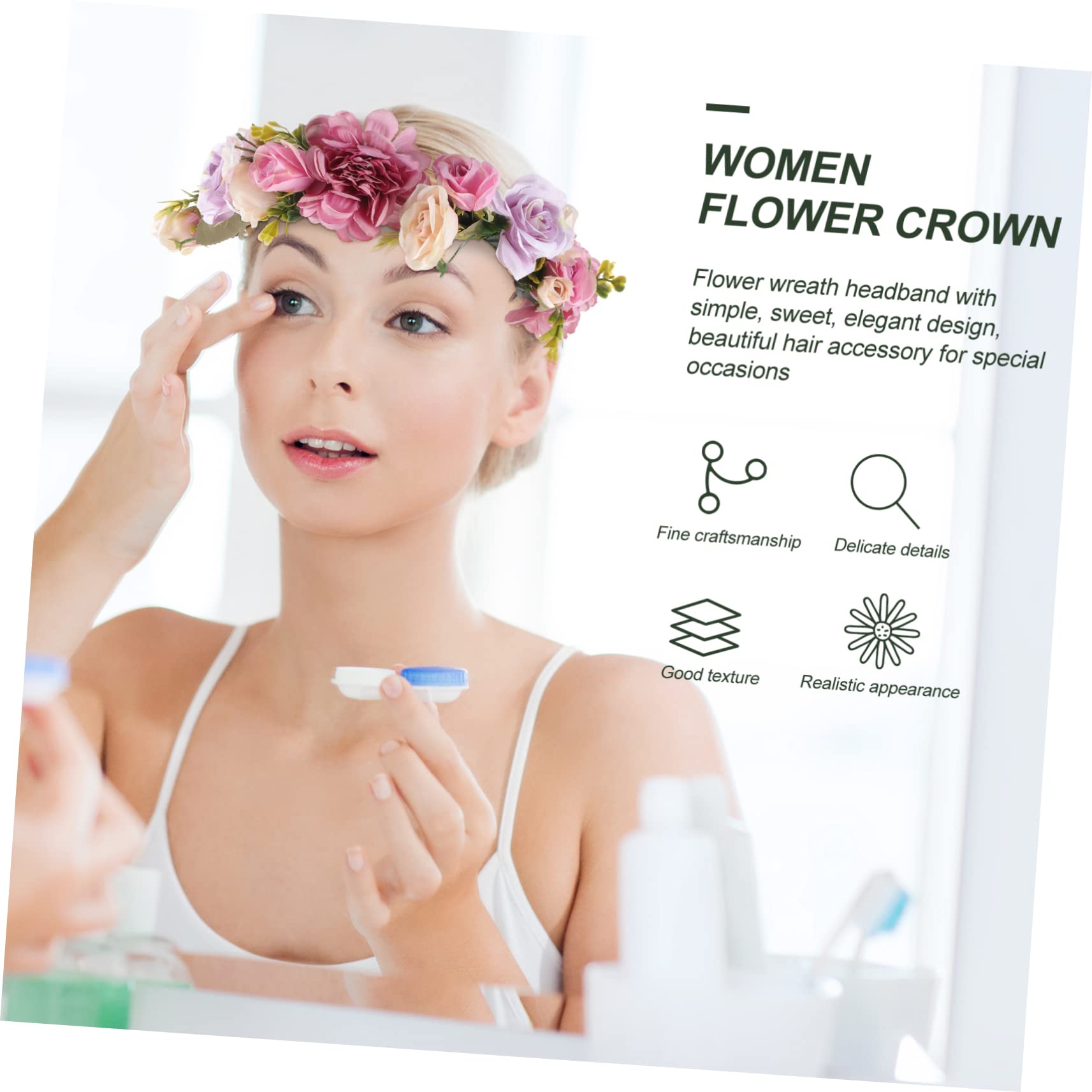 Beavorty 5stücke Brautblumenkranz Haarschmuck Mit Großen Rosen Verstellbares Stirnband Für Hochzeiten Themenpartys Und Fotografie Elegant Und Für Damen