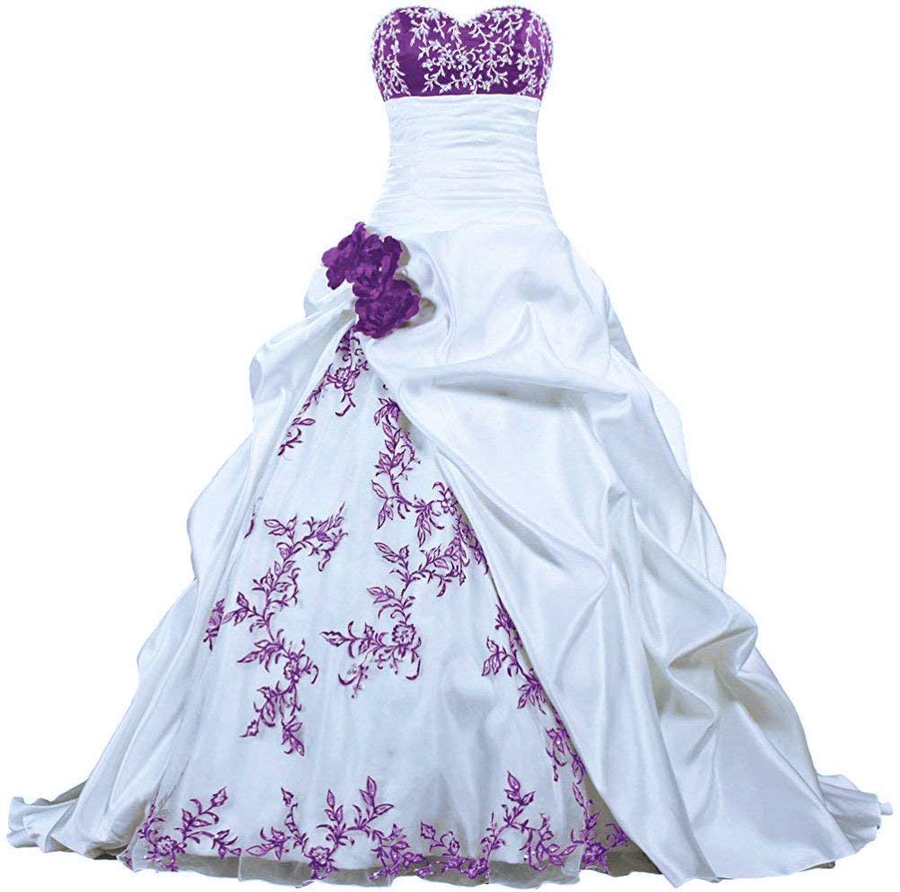 Élégant Bustier Broderie Robe de Mariée en Taffetas et Organza - A-Ligne Longue Nuptiale pour Femmes