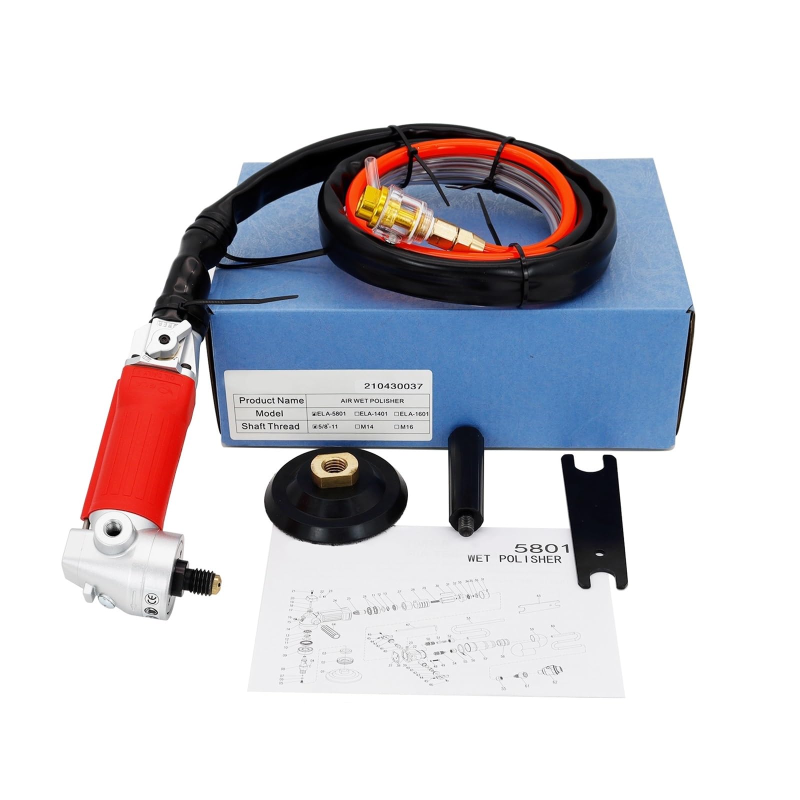 Wet Polisher, Powerful M14 Or 5/8"-11 Handheld Stone Air Wet Polisher with Rear Exhaust for Granite Marble