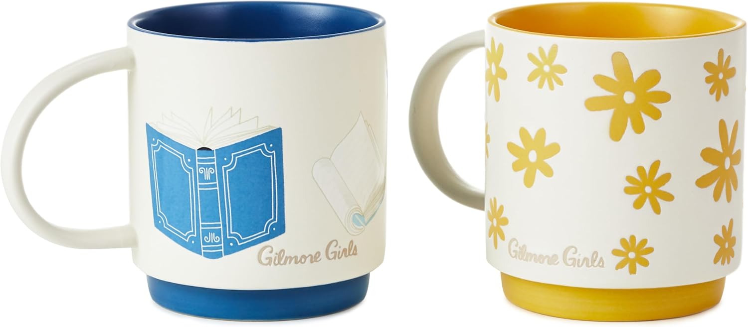 Hallmark Gilmore Girls Mug Set (Lorelai and Rory) Set of 2 Stacking Mugs, Mom Gift for Mother's Day