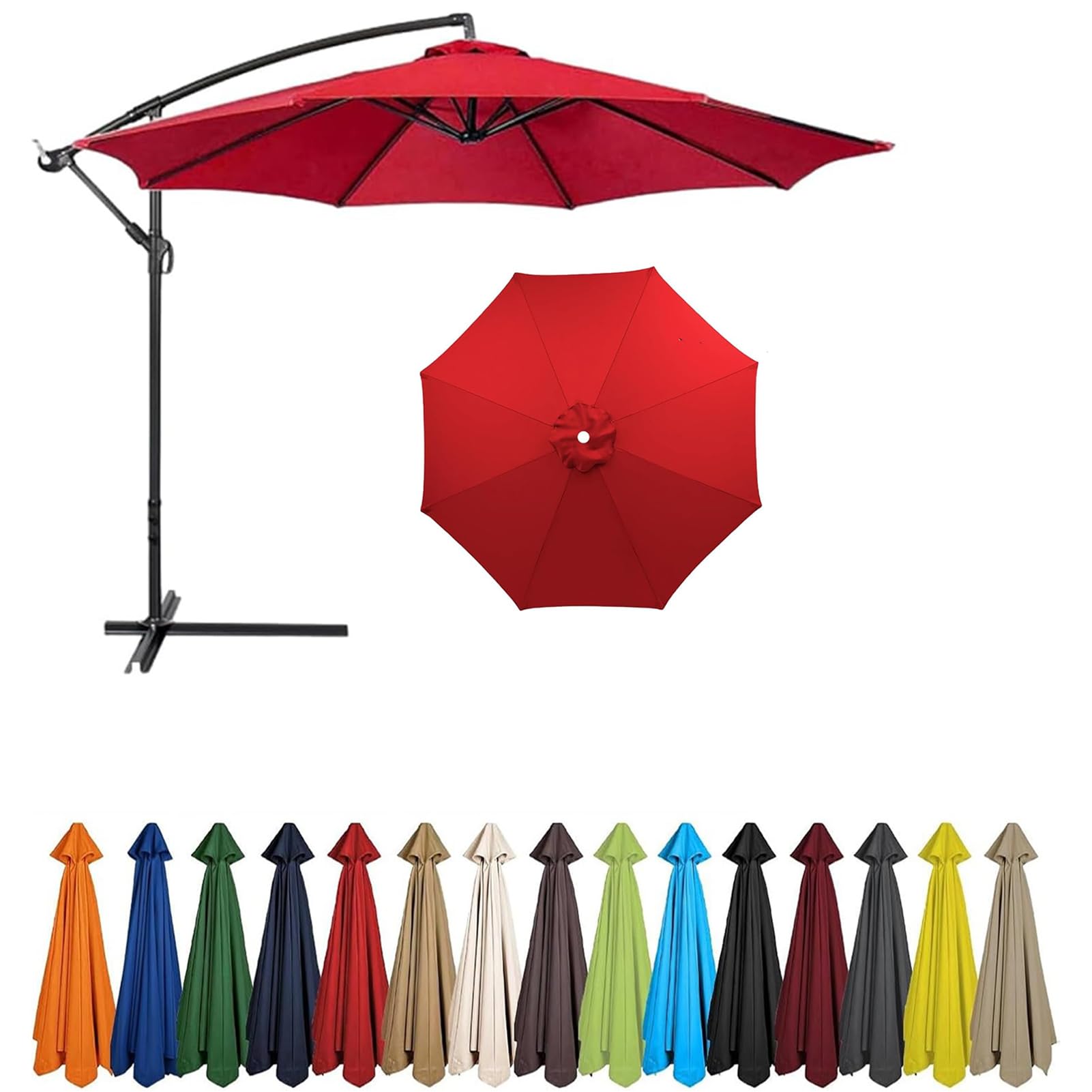 2m - 4m Replacement Parasol Canopy, UPF 50+ Garden Parasol Replacement Canopy,6 Arms 8 Arms Parasol Cover for Garden Parasol Accessories (Big red,8ribs:2.5m/8.2ft) — image 1