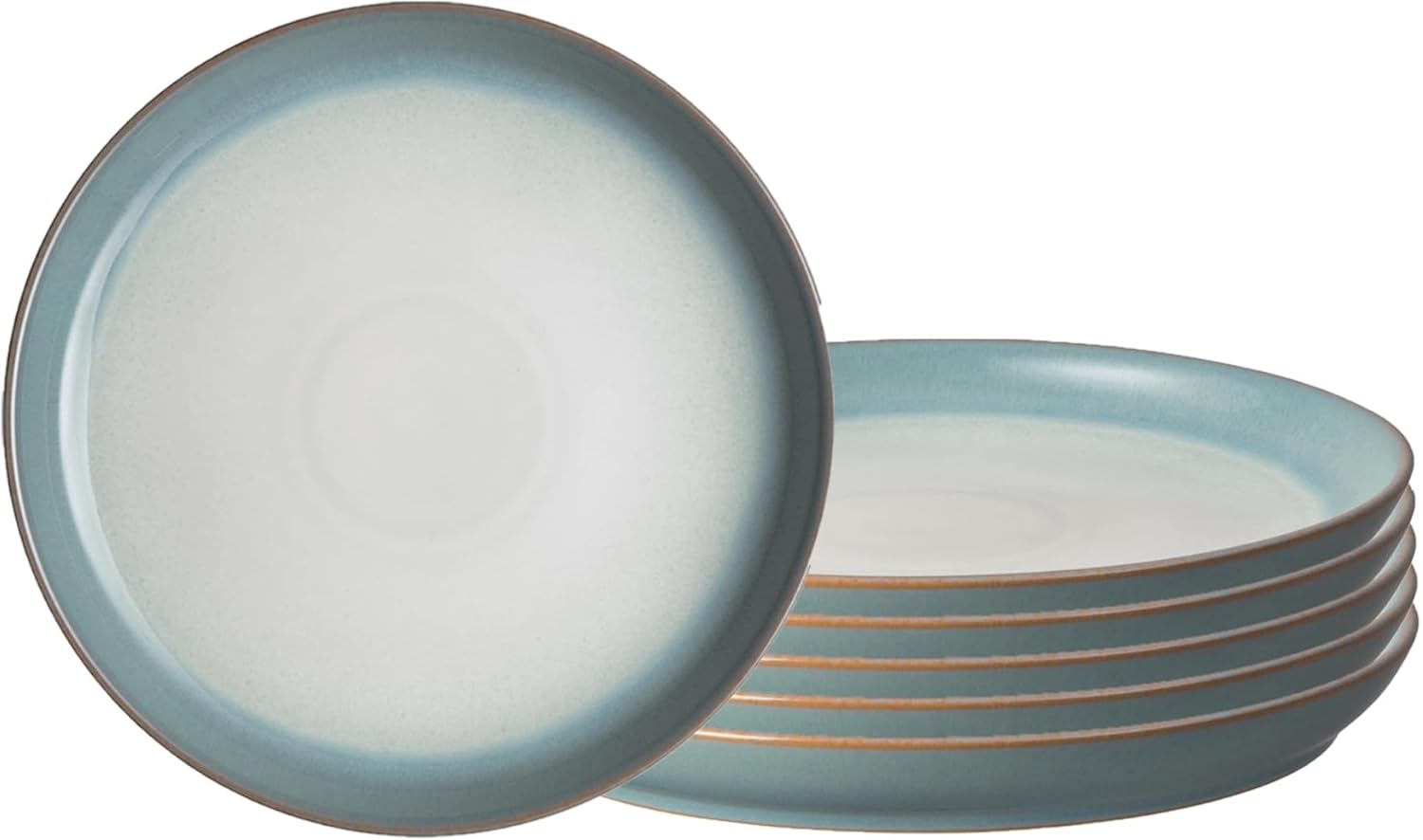 Denby - Blue Haze Coupe Small Plates Set of 6 - Dishwasher Microwave Oven Safe - Scratch Chip Resistant - Appetizer Ceramic Stoneware Dinnerware Plates Set