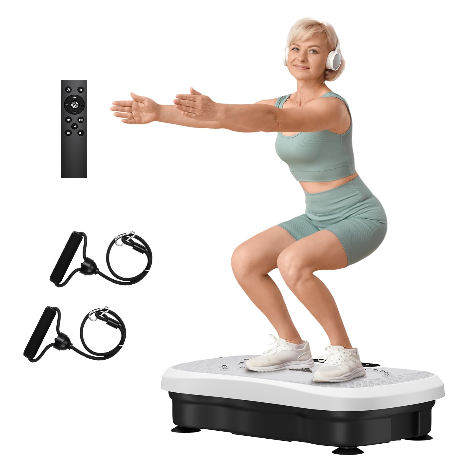 Yoleo Vibration Plate, Workout Vibrating Plate Exercise Machine for Weight Loss, Power Plates Machine Built-in Bluetooth Speaker for Lymphatic Drainage-White — image 1